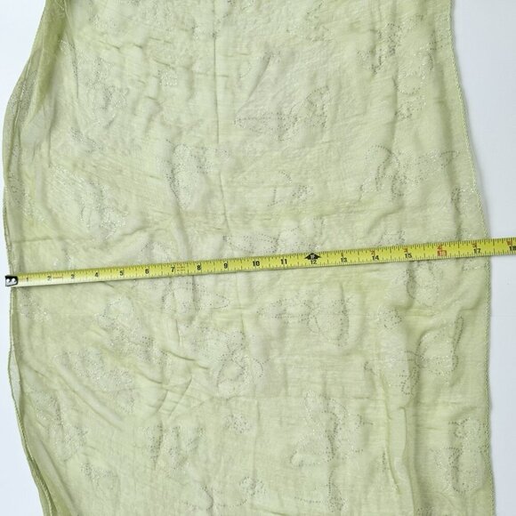 Light Green Sheer Scarf With Butterflies, Fringes And Glitter - Picture 6 of 6